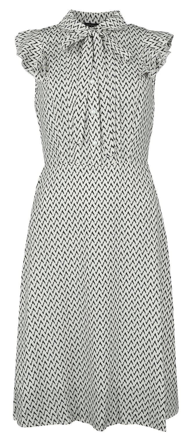 EMP "Crepe Flare Dress" Mittellanges Kleid weiß/schwarz von Voodoo Vixen