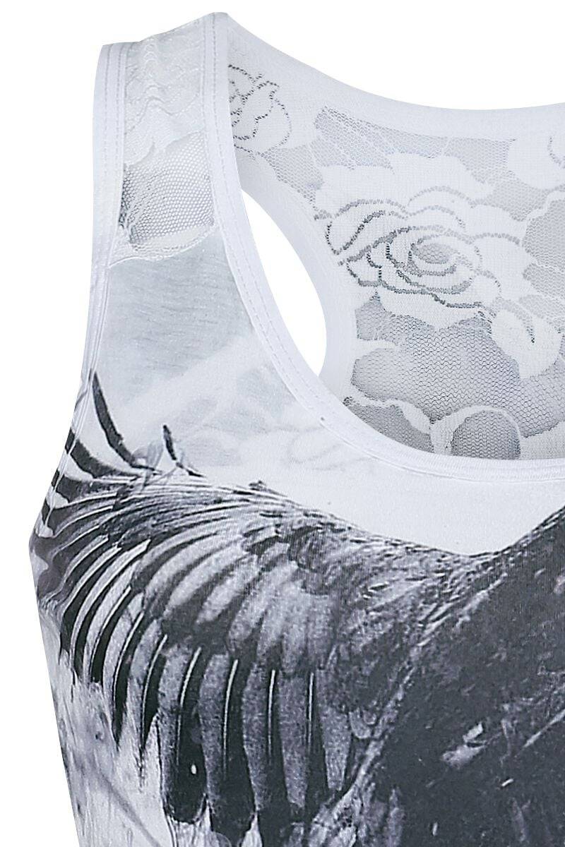 EMP "Crow Shade Lace Panel Vest" Top Grau/schwarz Von Innocent