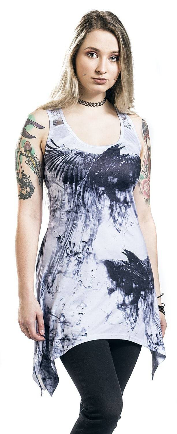 EMP "Crow Shade Lace Panel Vest" Top Grau/schwarz Von Innocent