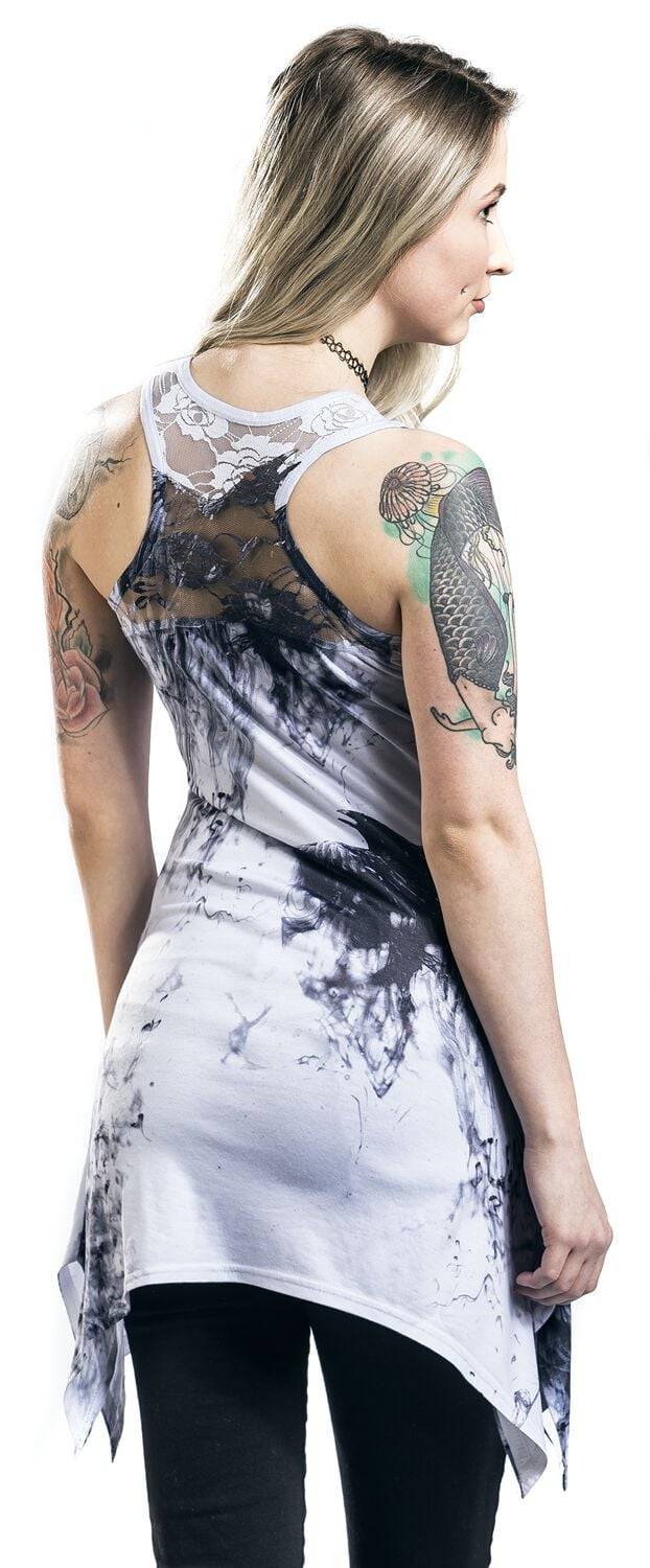 EMP "Crow Shade Lace Panel Vest" Top Grau/schwarz Von Innocent