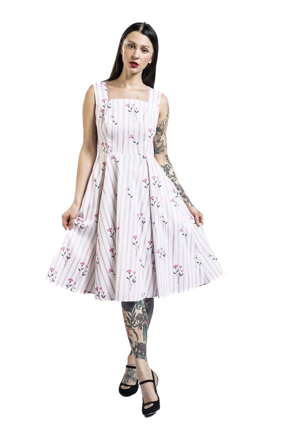 EMP "Dalia Floral Swing Dress" Mittellanges Kleid Weiß/rosa Von H&R London