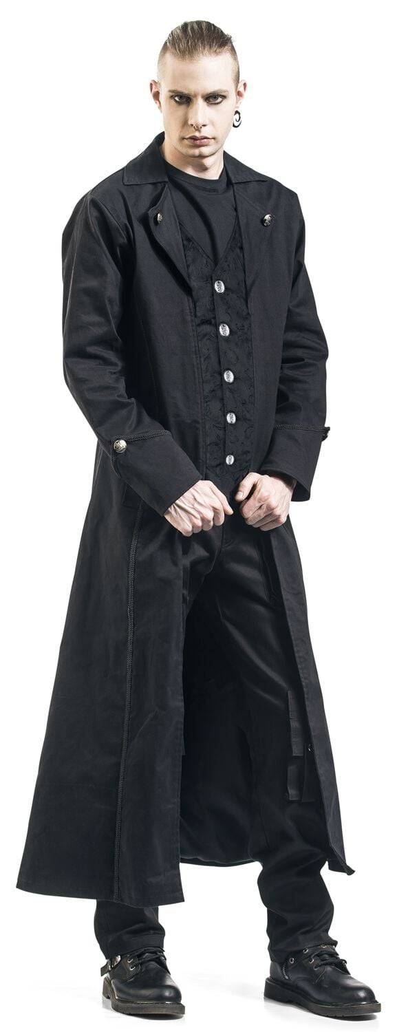 EMP "Dark Brocade Coat" Militärmantel Schwarz Von Altana Industries