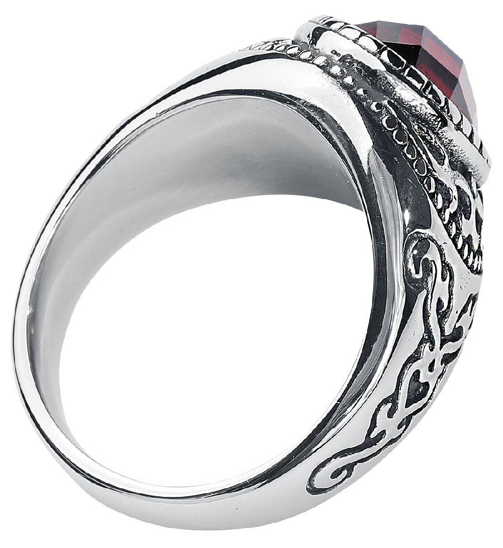 EMP "Dark Ruby" Ring Silberfarben/rot Von EtNox Hard And Heavy