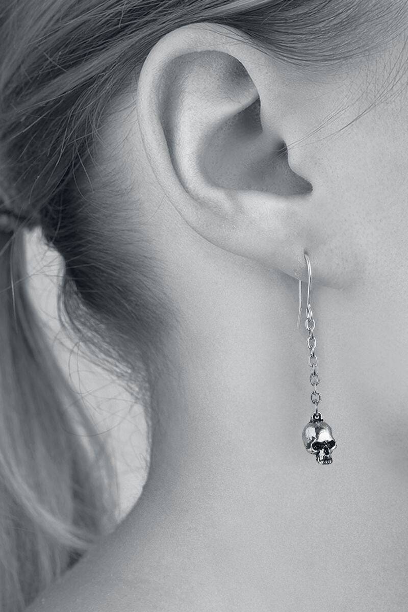 EMP "Deadskull Earrings" Ohrring Silberfarben Von Alchemy Gothic