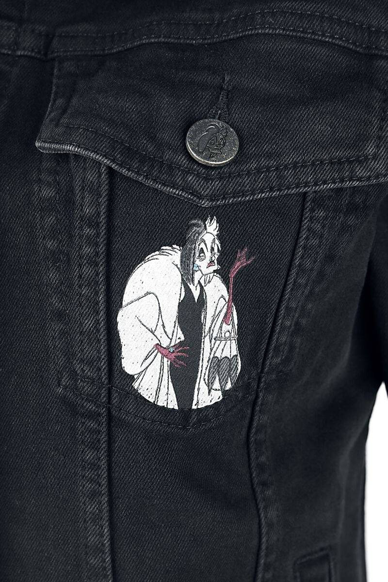 EMP "Disney Villains - Cruella De Vil" Jeansjacke Black Denim Von 101 Dalmatiner