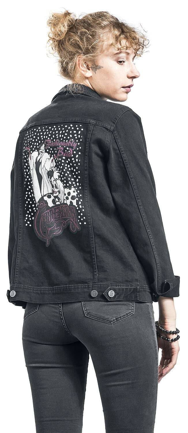 EMP "Disney Villains - Cruella De Vil" Jeansjacke Black Denim Von 101 Dalmatiner