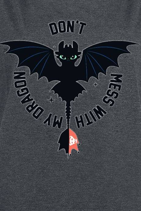 EMP "Don't Mess With My Dragon" T-Shirt Grau Meliert Von Drachenzähmen Leicht Gemacht