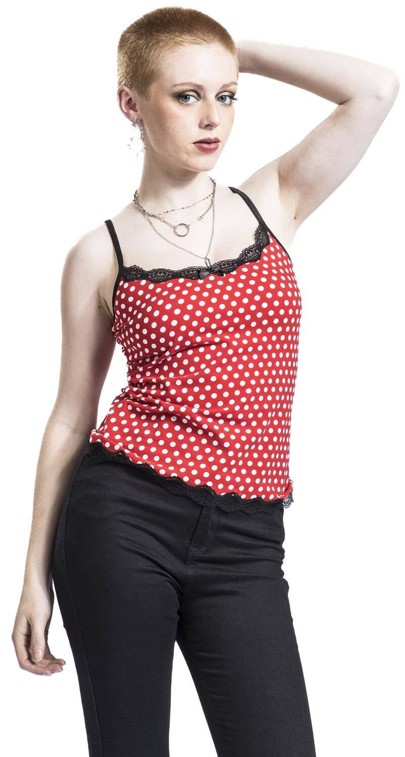EMP "Dotties Classic Top" Top Rot/weiß Von Pussy Deluxe