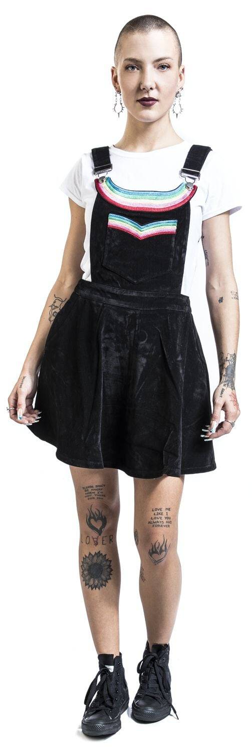 EMP "Double Rainbow Dress" Kurzes Kleid Schwarz Von Jawbreaker