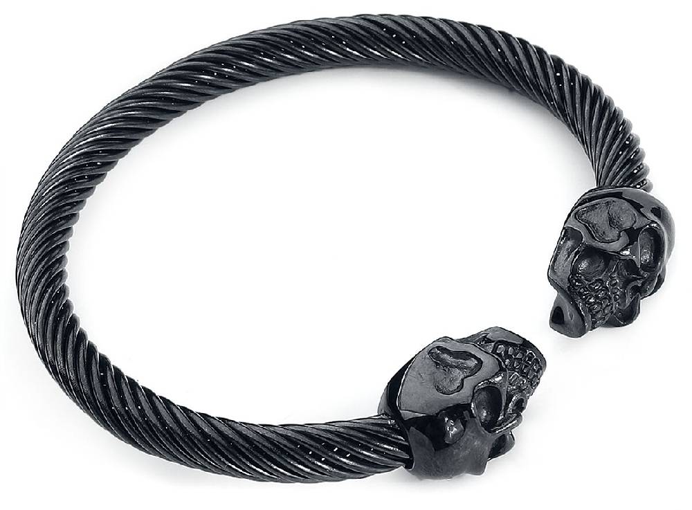 EMP "Double Skull" Armreif Schwarz Von EtNox Hard And Heavy