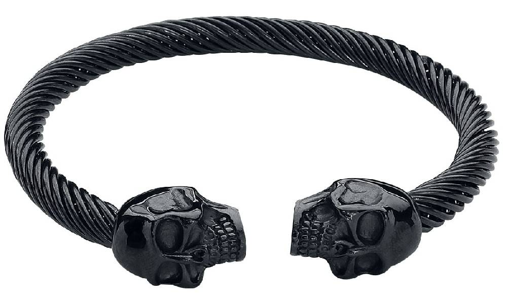 EMP "Double Skull" Armreif schwarz von etNox hard and heavy
