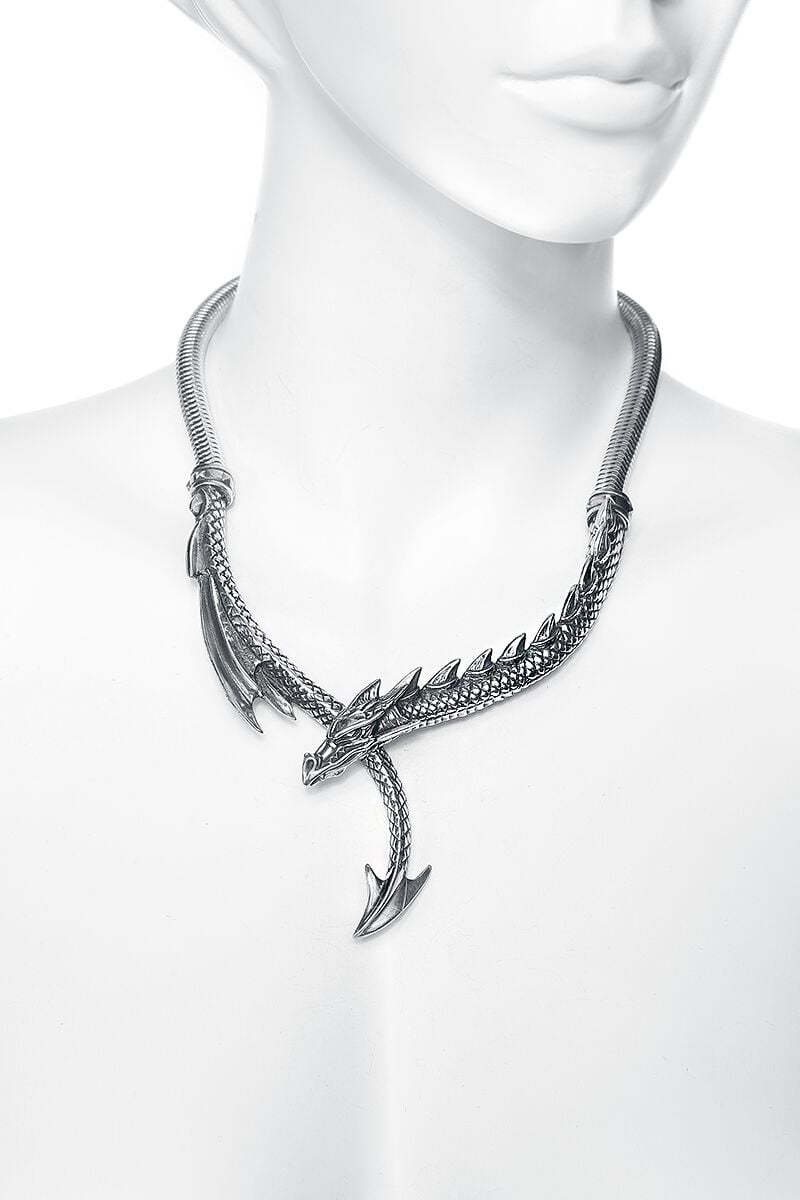 EMP "Dragons Lure Necklace" Halskette Silberfarben Von Alchemy Gothic