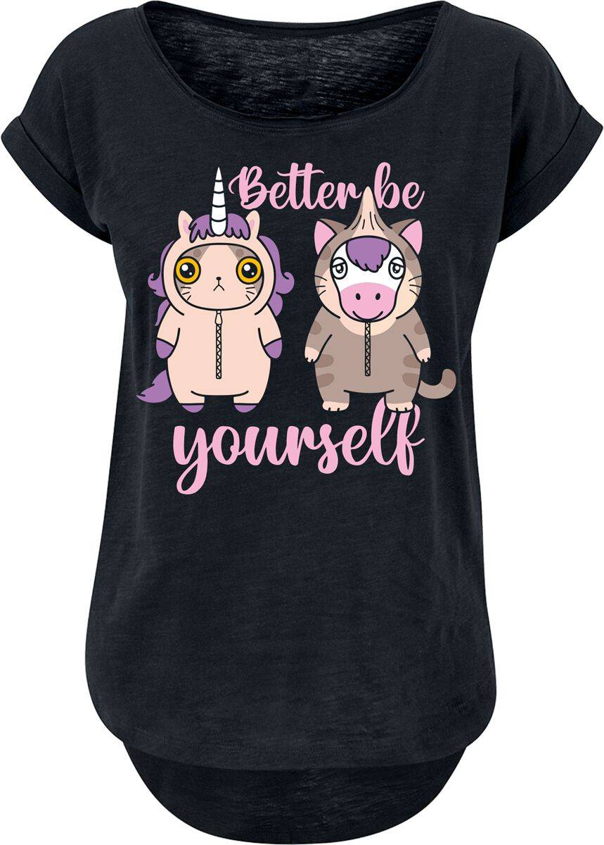 EMP "Einhorn - Katze - Better Be Yourself" T-Shirt schwarz von Tierisch