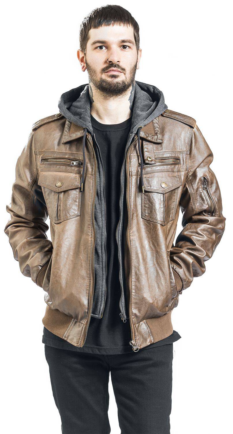 EMP "Aaron" Kunstlederjacke Braun Von Indicode