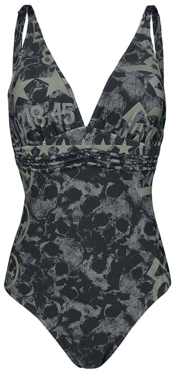 EMP Badeanzug schwarz von Rock Rebel by EMP