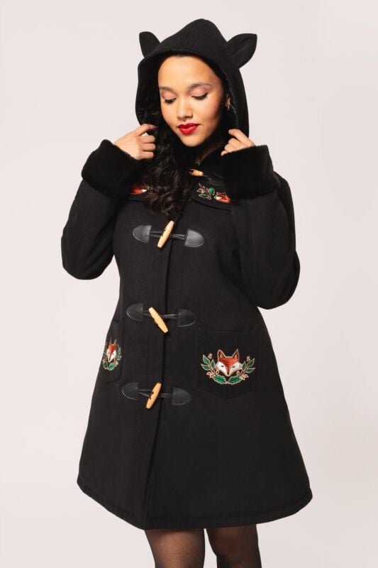 EMP "Basil Coat" Mantel Schwarz Von Hell Bunny
