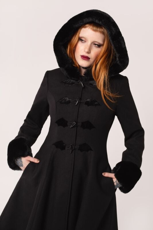 EMP "Batilda Coat" Mantel Schwarz Von Hell Bunny