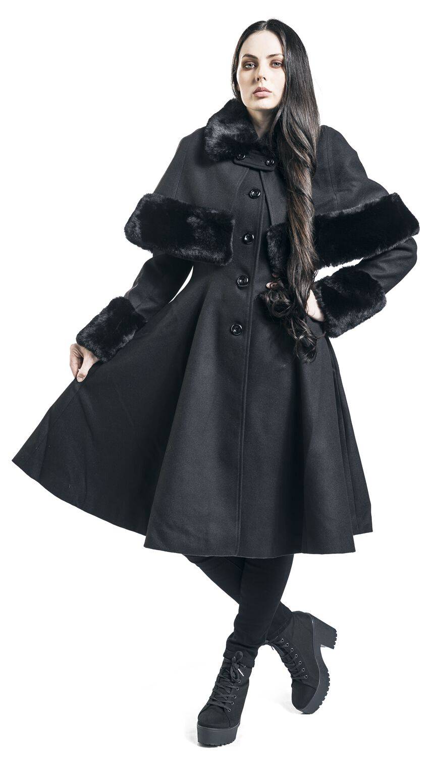 EMP "Capulet Coat" Mantel Schwarz Von Hell Bunny