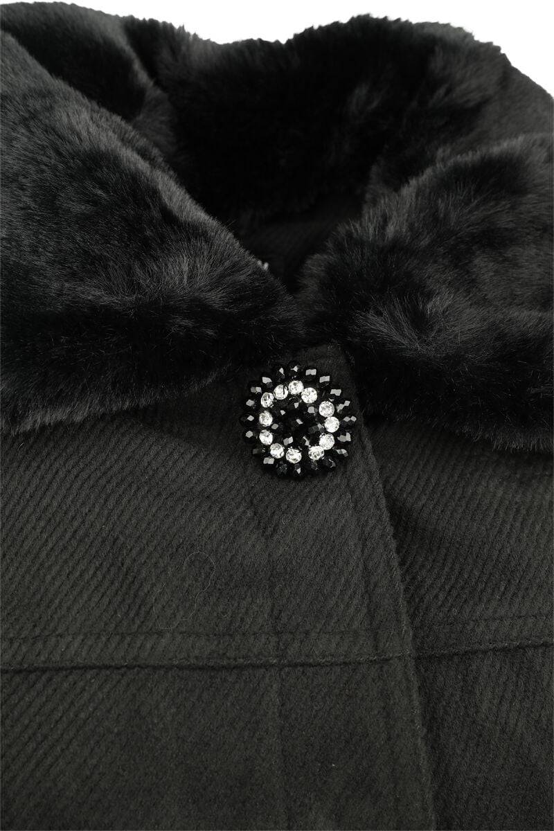 EMP "Devon Cape Coat" Mantel Schwarz Von Hell Bunny