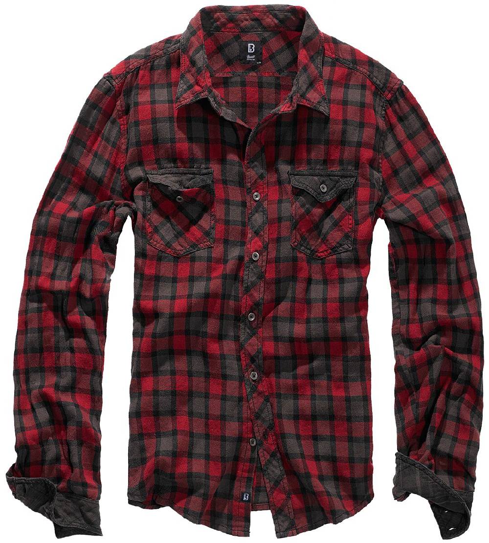 EMP "Duncan" Langarmhemd rot/grau von Brandit