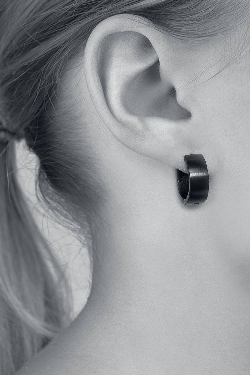 EMP "Edelstahl Creolen" Ohrring Schwarz Von EtNox