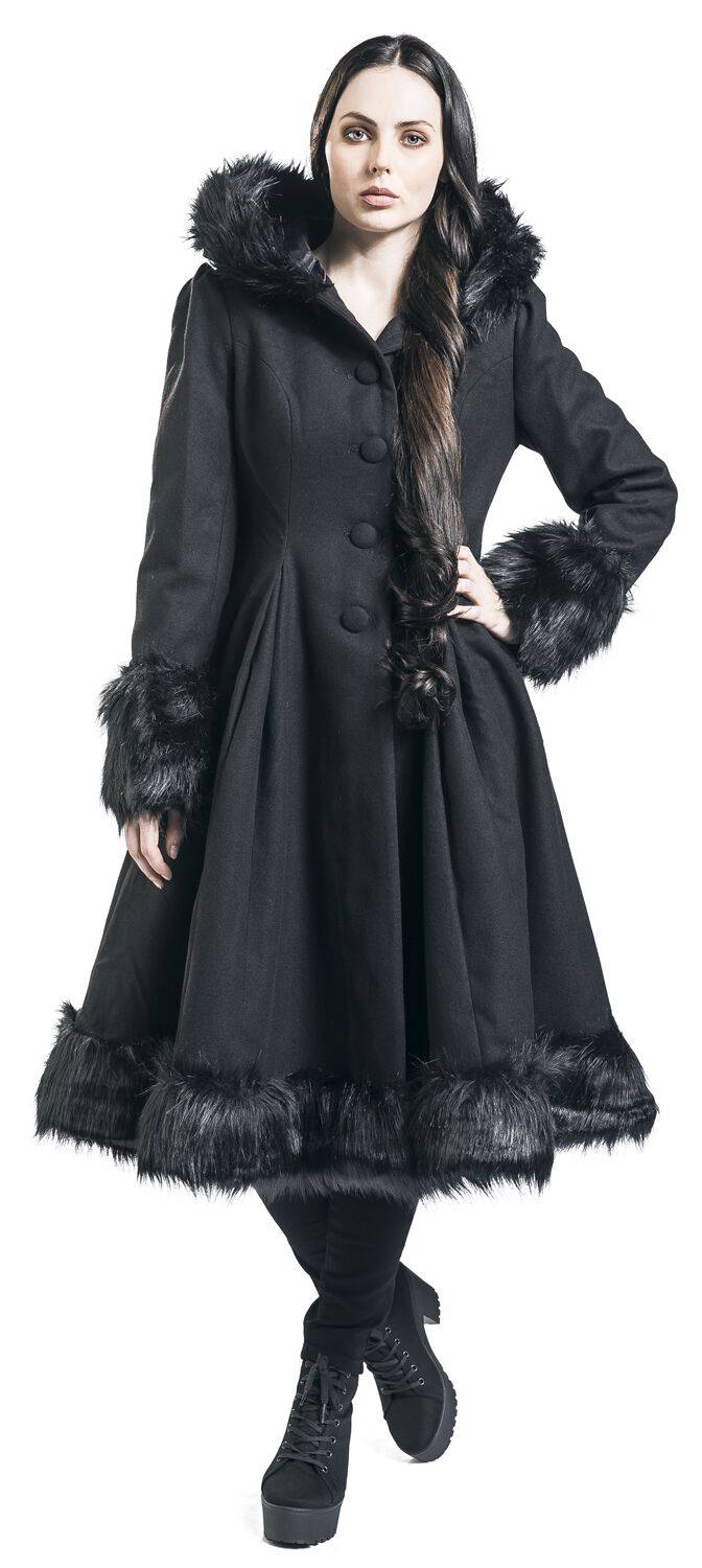 EMP "Elvira Coat" Mantel Schwarz Von Hell Bunny
