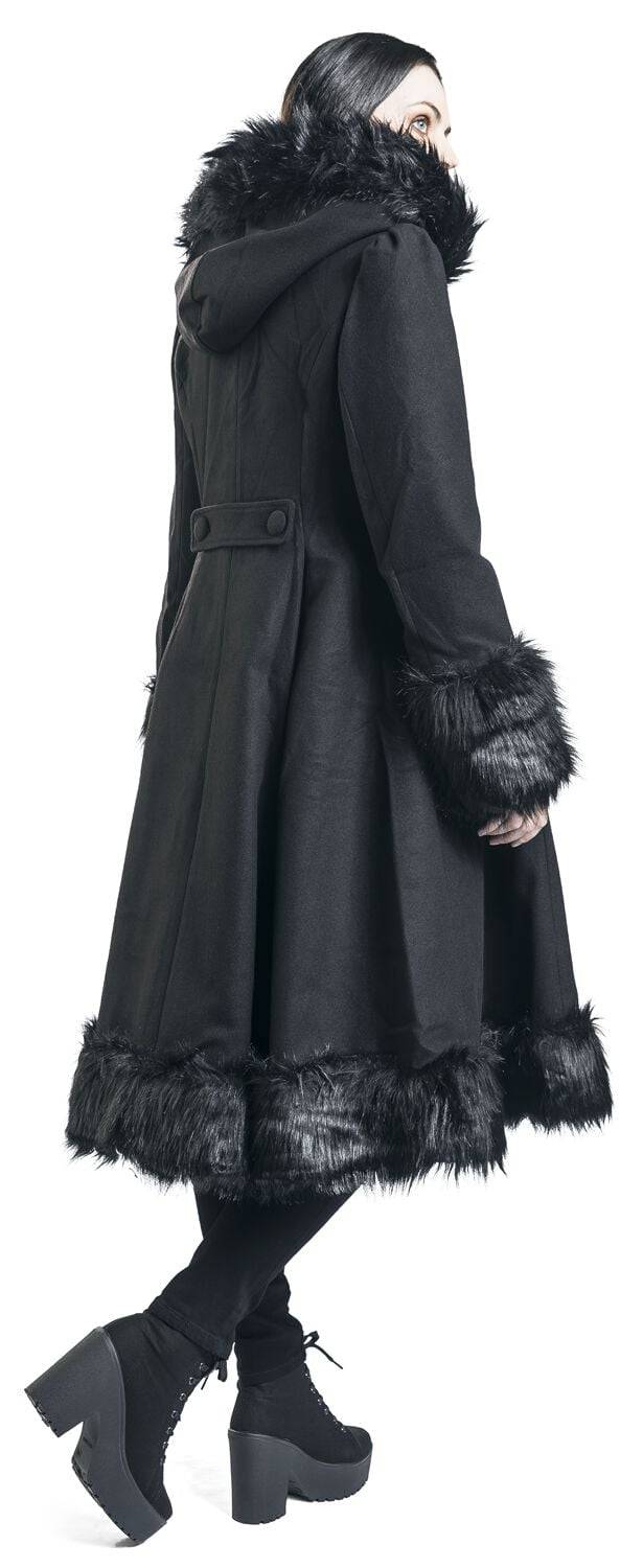 EMP "Elvira Coat" Mantel Schwarz Von Hell Bunny