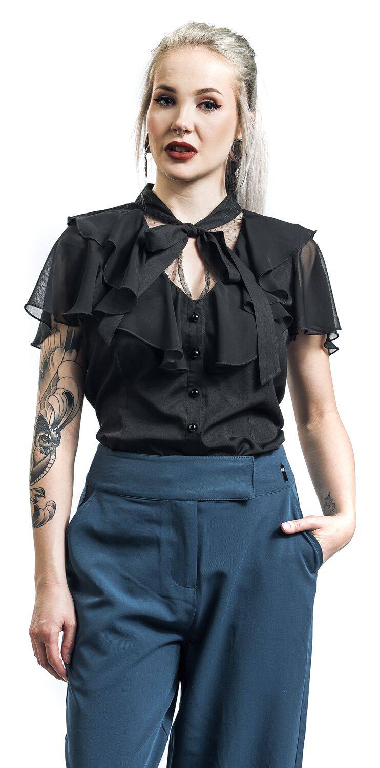 EMP "Evanora Blouse" Bluse Schwarz Von Hell Bunny