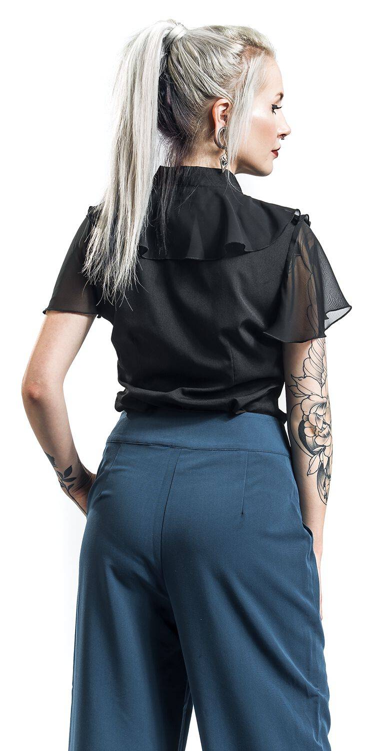 EMP "Evanora Blouse" Bluse Schwarz Von Hell Bunny