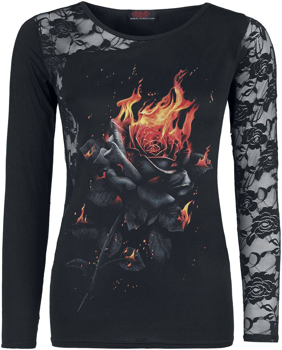 EMP "Flaming Rose" Langarmshirt schwarz von Spiral