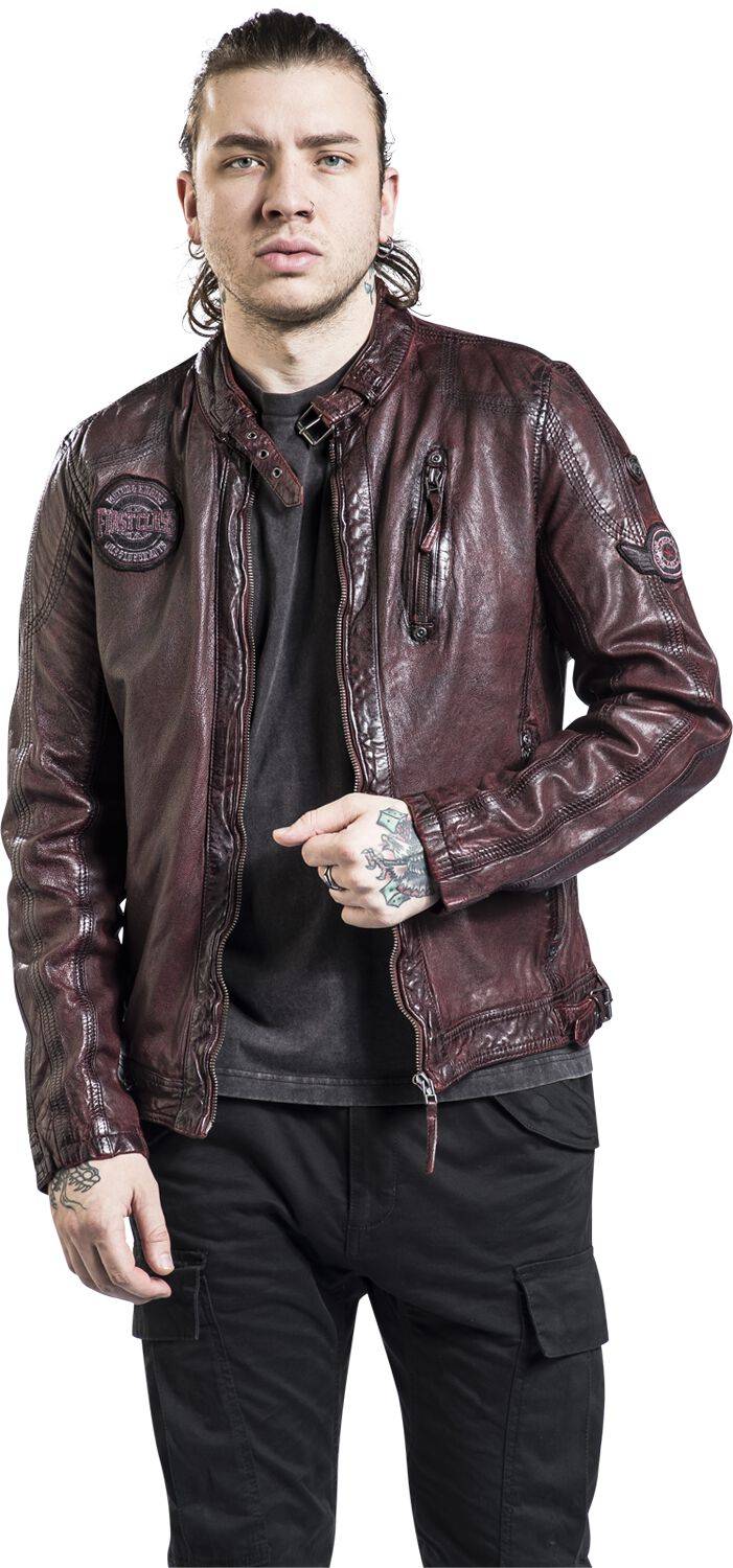 EMP "GMRakva" Lederjacke Weinrot Von Gipsy