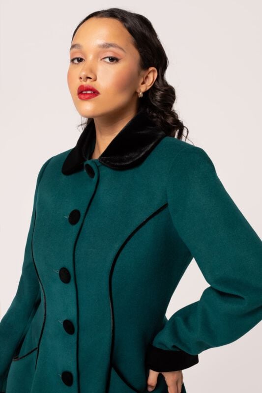 EMP "Harper Coat" Mantel Grün Von Hell Bunny