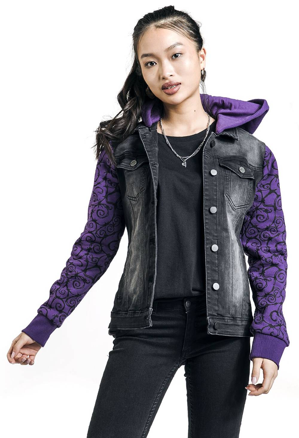 EMP Jeansjacke Schwarz/lila Von Full Volume By EMP