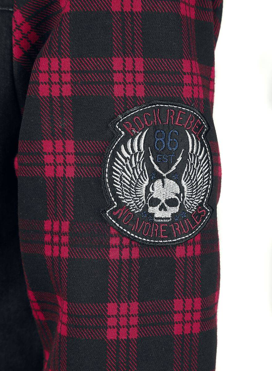 EMP Jeansjacke Schwarz/rot Von Rock Rebel By EMP