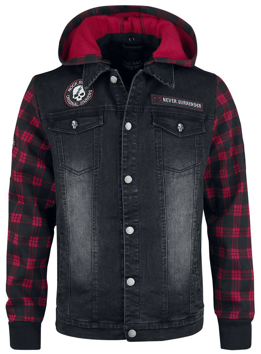 EMP Jeansjacke schwarz/rot von Rock Rebel by EMP