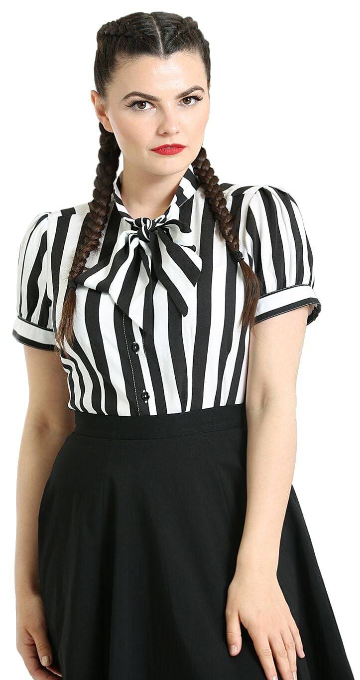 EMP "Juno Blouse" Bluse Schwarz/weiß Von Hell Bunny