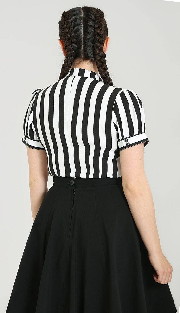 EMP "Juno Blouse" Bluse Schwarz/weiß Von Hell Bunny