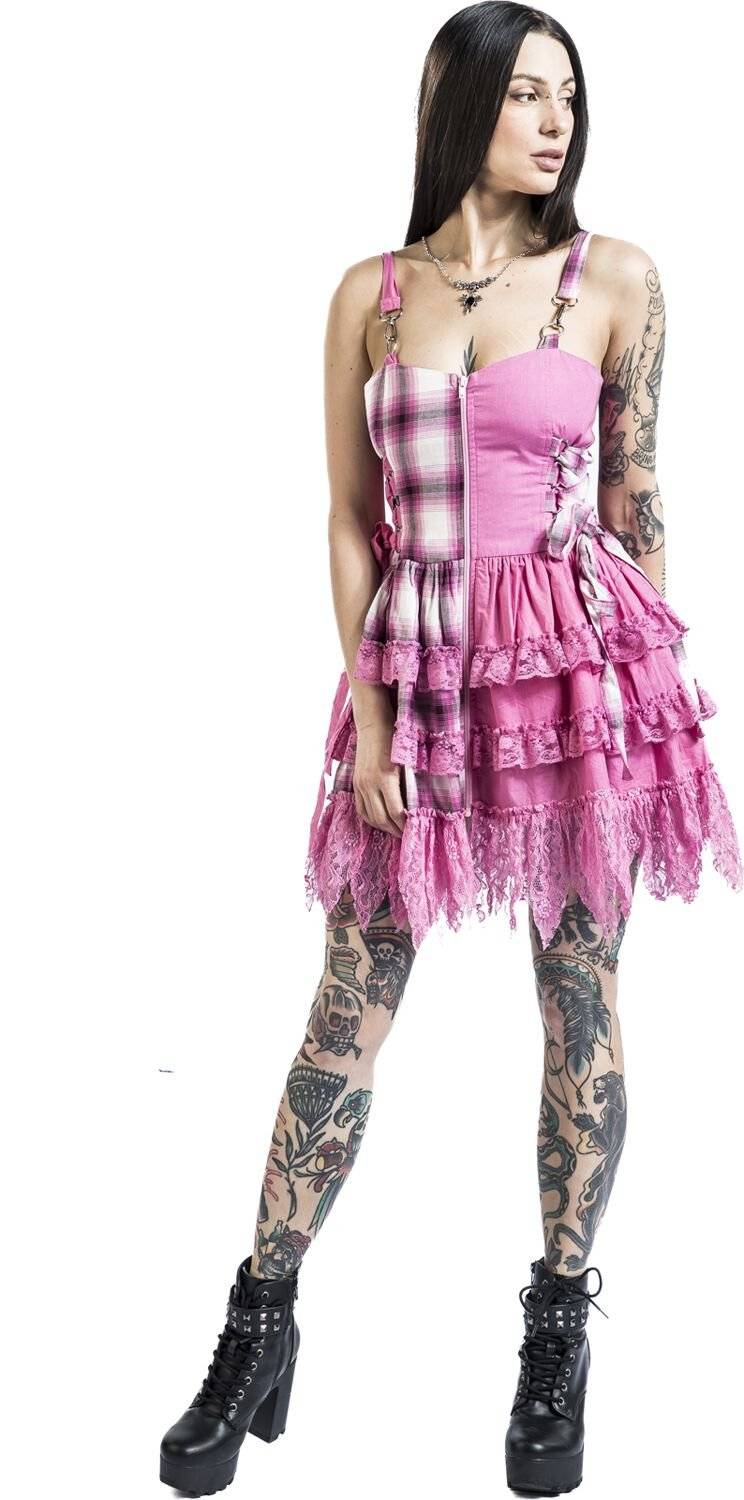 EMP Kurzes Kleid Grau/rosa Von Gothicana By EMP