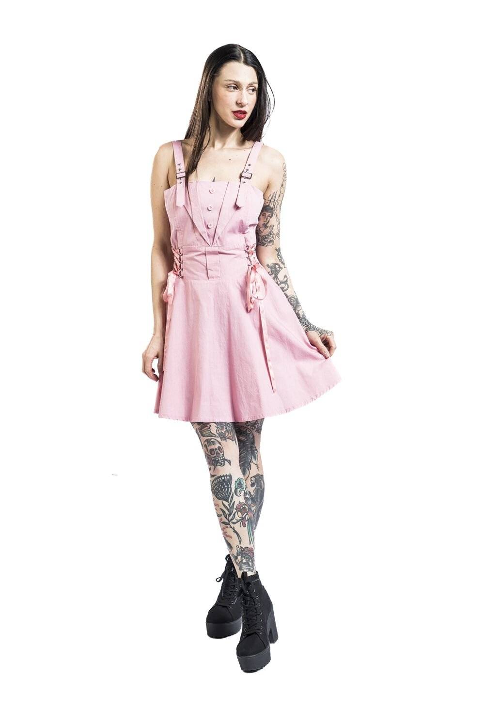EMP Kurzes Kleid Rosa/weiß Von Gothicana By EMP