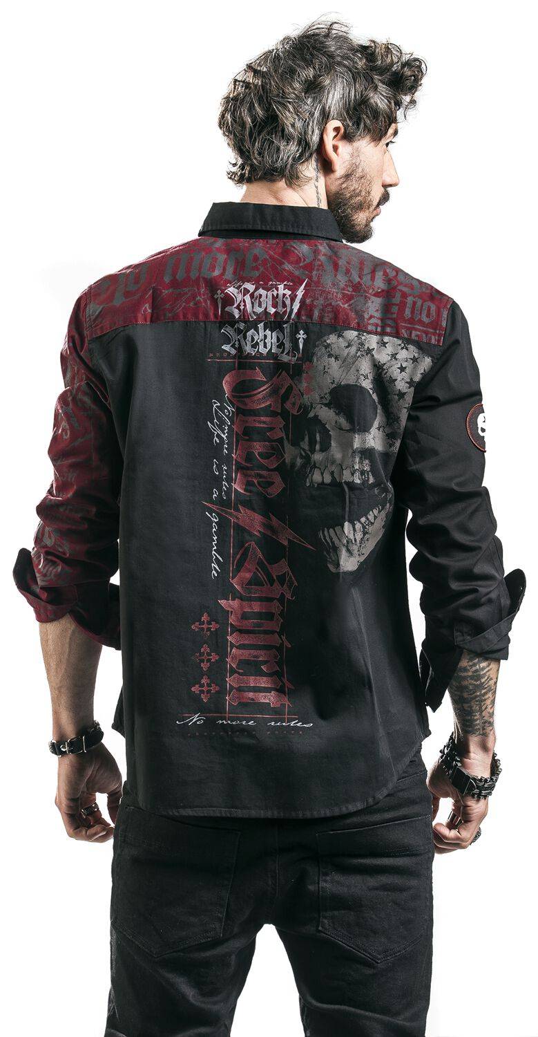 EMP Langarmhemd Schwarz/rot Von Rock Rebel By EMP