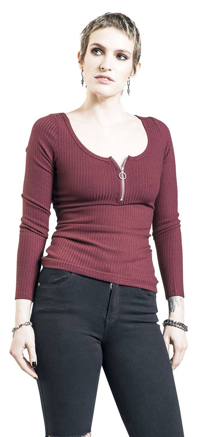EMP Langarmshirt Bordeaux Von Black Premium By EMP