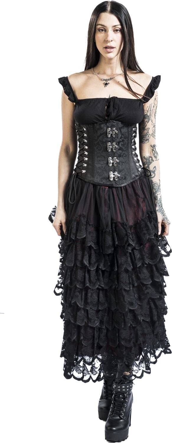 EMP Langer Rock Schwarz/rot Von Gothicana By EMP