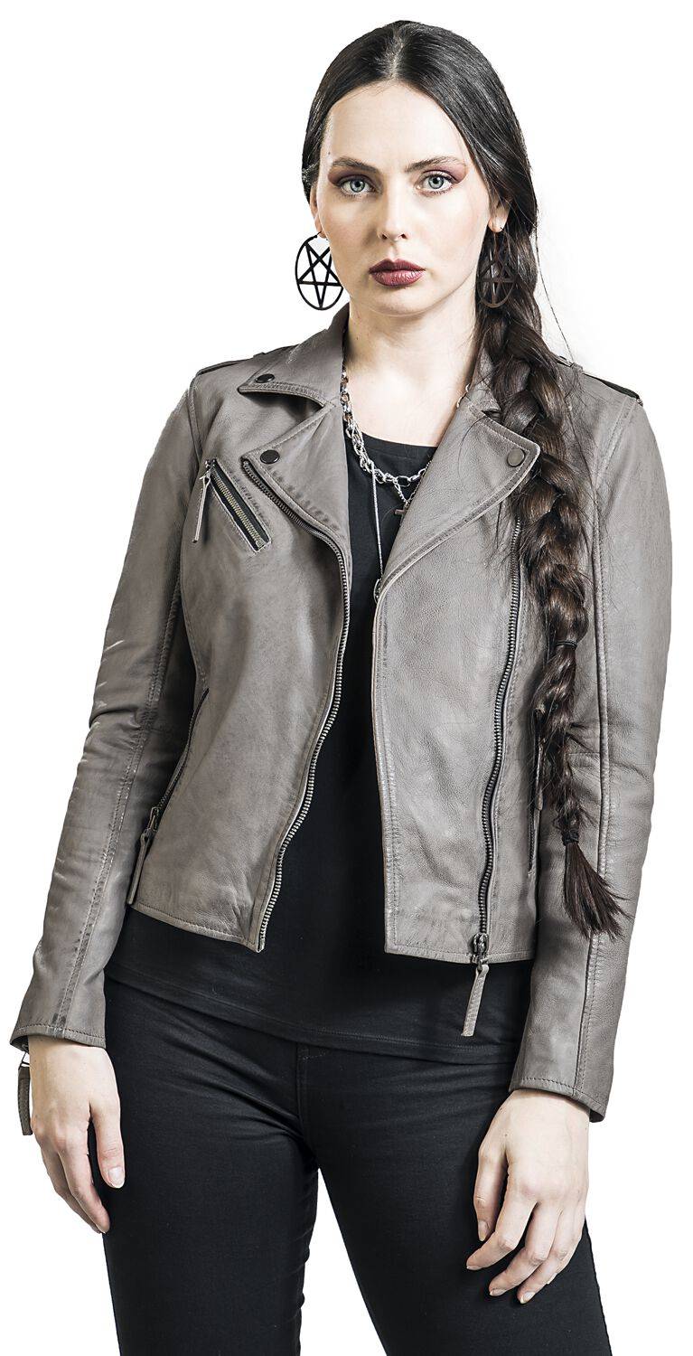 EMP Lederjacke Grau Von Black Premium By EMP