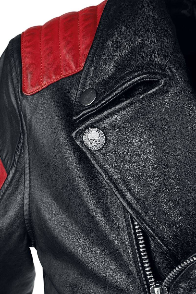 EMP Lederjacke Schwarz/rot Von Rock Rebel By EMP