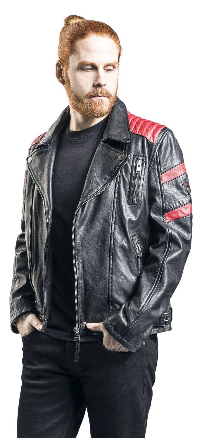 EMP Lederjacke Schwarz/rot Von Rock Rebel By EMP