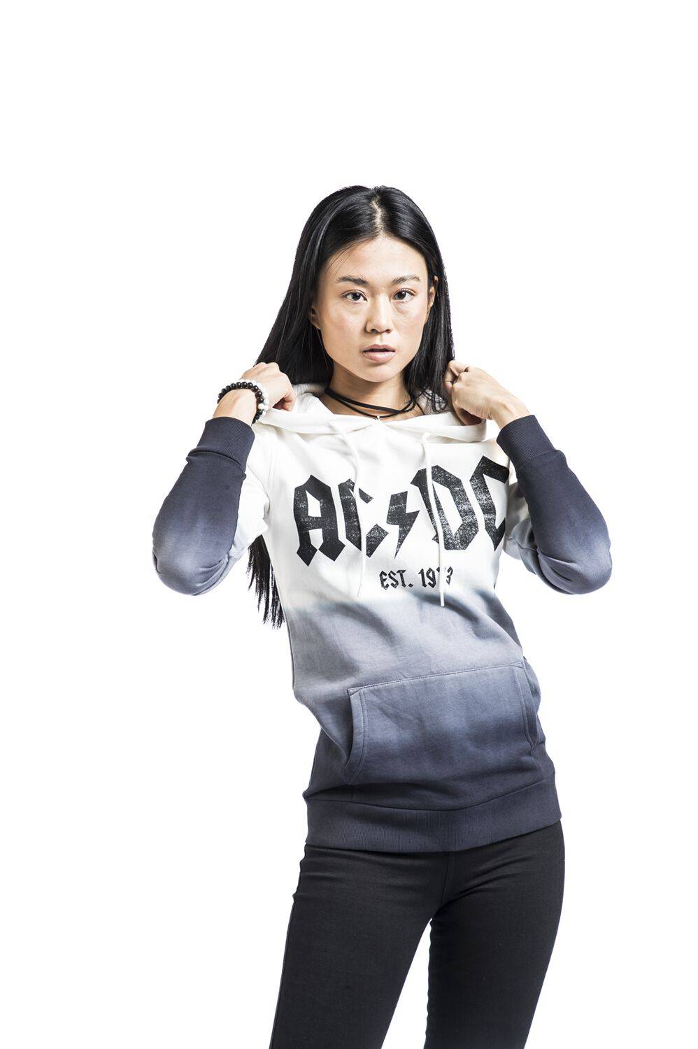 EMP "Logo" Kapuzenpullover Weiß/schwarz Von AC/DC