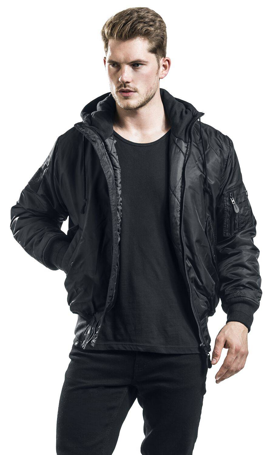 EMP "MA1 Sweathood" Bomberjacke Schwarz Von Brandit