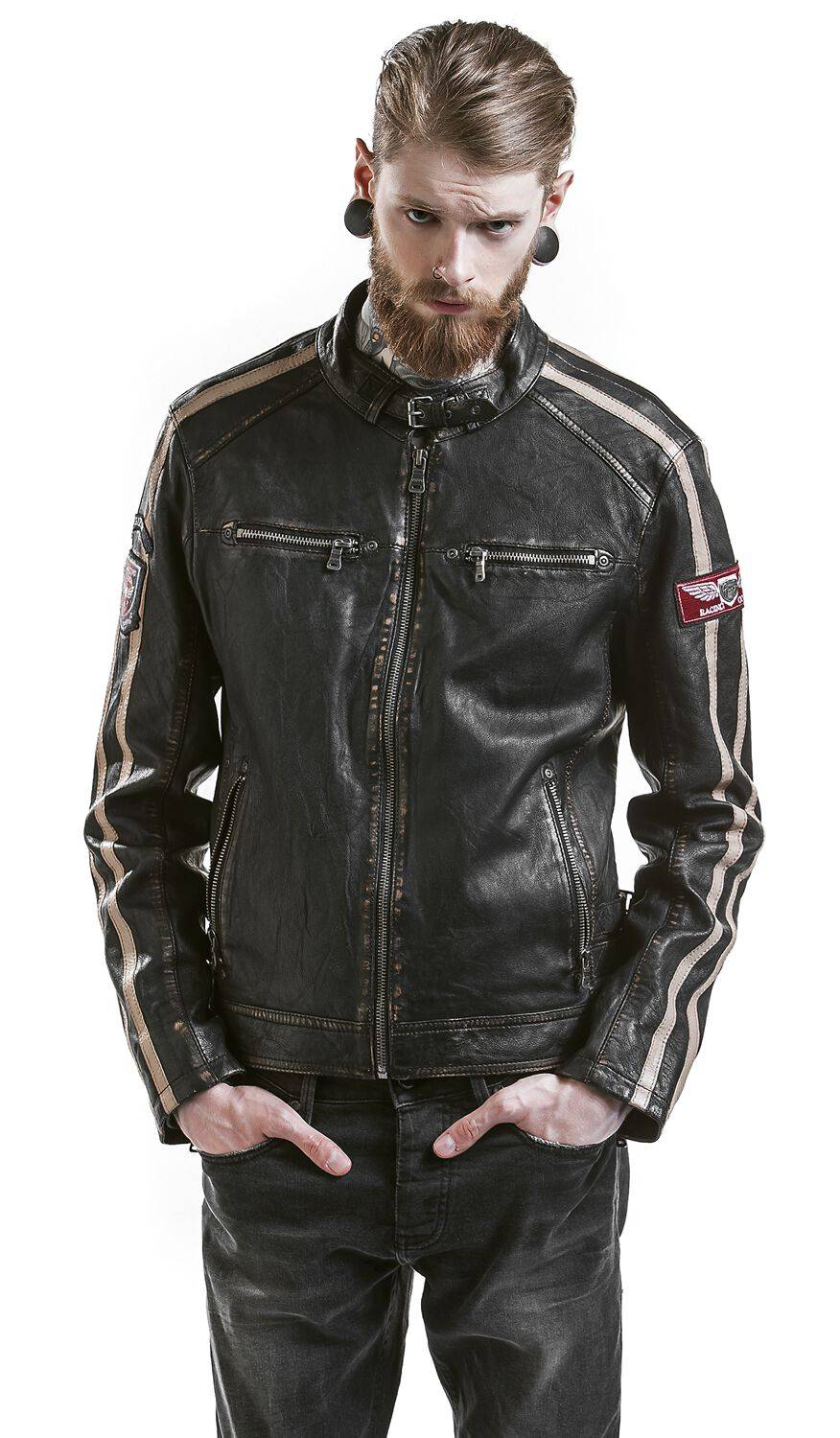 EMP "Race" Lederjacke Dunkelbraun Von Gipsy