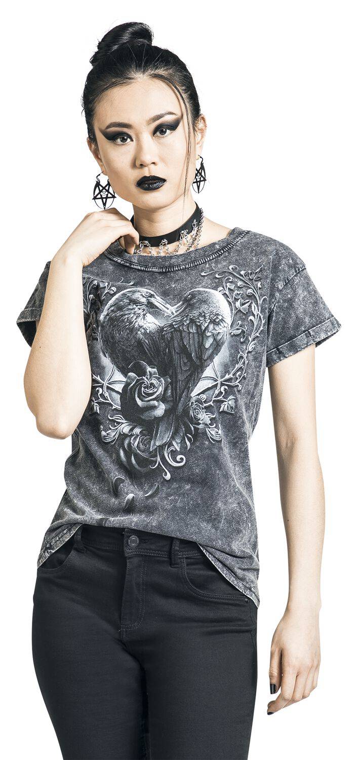 EMP "Raven Heart" T-Shirt Grau Von Spiral