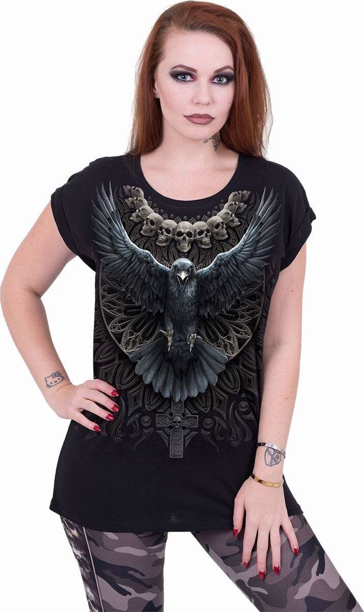 EMP "Raven Skull" T-Shirt Schwarz Von Spiral